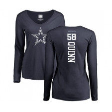 Football Women's Dallas Cowboys #58 Robert Quinn Navy Blue Backer Slim Fit Long Sleeve T-Shirt