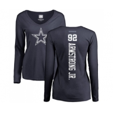 Football Women's Dallas Cowboys #92 Dorance Armstrong Jr. Navy Blue Backer Slim Fit Long Sleeve T-Shirt