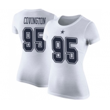 Football Women's Dallas Cowboys #95 Christian Covington White Rush Pride Name & Number T-Shirt