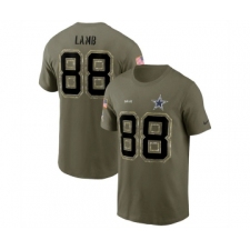 Men's Dallas Cowboys #88 CeeDee Lamb 2022 Olive Salute to Service T-Shirt