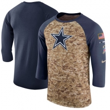 NFL Men's Dallas Cowboys Nike Camo Navy Salute to Service Sideline Legend Performance Three-Quarter Sleeve T-Shirt