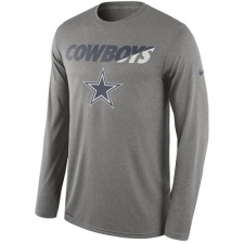 NFL Men's Dallas Cowboys Nike Gray Legend Staff Practice Long Sleeve Performance T-Shirt