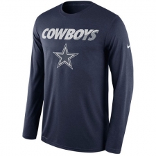 NFL Men's Dallas Cowboys Nike Navy Legend Staff Practice Long Sleeve Performance T-Shirt