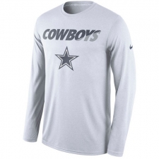 NFL Men's Dallas Cowboys Nike White Legend Staff Practice Long Sleeve Performance T-Shirt
