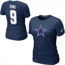 Nike Dallas Cowboys #9 Tony Romo Name & Number Women's NFL T-Shirt - Dark Blue
