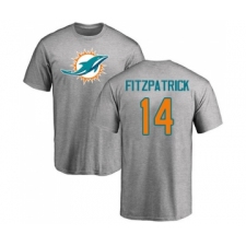 Football Miami Dolphins #14 Ryan Fitzpatrick Ash Name & Number Logo T-Shirt