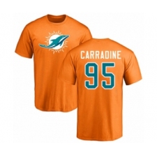 Football Miami Dolphins #95 Tank Carradine Orange Name & Number Logo T-Shirt