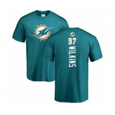 Football Miami Dolphins #97 Christian Wilkins Aqua Green Backer T-Shirt
