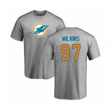 Football Miami Dolphins #97 Christian Wilkins Ash Name & Number Logo T-Shirt