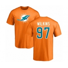 Football Miami Dolphins #97 Christian Wilkins Orange Name & Number Logo T-Shirt