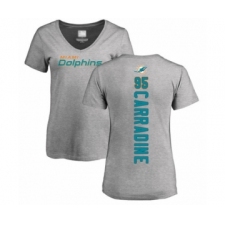 Football Women's Miami Dolphins #95 Tank Carradine Ash Backer T-Shirt