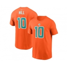 Men's Miami Dolphins #10 Tyreek Hill 2022 Orange Name & Number T-Shirt