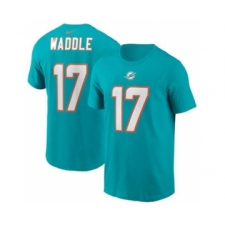 Men's Miami Dolphins #17 Jaylen Waddle 2021 Aqua Football Draft First Round Pick Player Name & Number Football T-Shirt