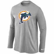 Nike Miami Dolphins Team Logo Long Sleeve NFL T-Shirt - Grey