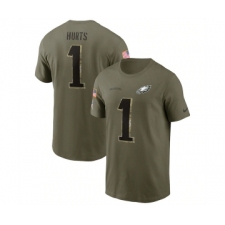 Men's Philadelphia Eagles #1 Jalen Hurts 2022 Olive Salute to Service T-Shirt