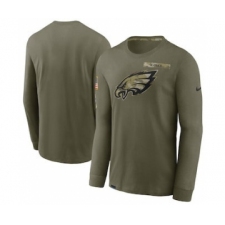 Men's Philadelphia Eagles Football Olive 2021 Salute To Service Performance Long Sleeve T-Shirt