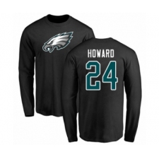 Philadelphia Eagles #24 Jordan Howard Black Name & Number Logo Long Sleeve T-Shirt