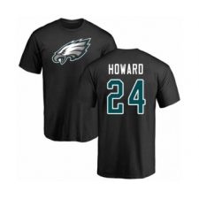 Philadelphia Eagles #24 Jordan Howard Black Name & Number Logo T-Shirt