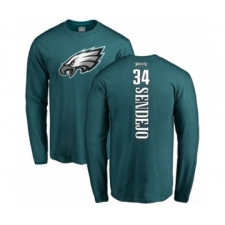 Philadelphia Eagles #34 Andrew Sendejo Green Backer Long Sleeve T-Shirt