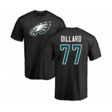 Philadelphia Eagles #77 Andre Dillard Black Name & Number Logo T-Shirt