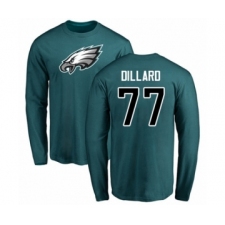 Philadelphia Eagles #77 Andre Dillard Green Name & Number Logo Long Sleeve T-Shirt