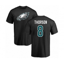 Philadelphia Eagles #8 Clayton Thorson Black Name & Number Logo T-Shirt