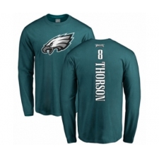 Philadelphia Eagles #8 Clayton Thorson Green Backer Long Sleeve T-Shirt