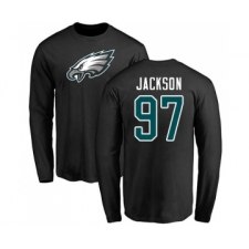 Philadelphia Eagles #97 Malik Jackson Black Name & Number Logo Long Sleeve T-Shirt