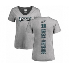 Women's Philadelphia Eagles #19 JJ Arcega-Whiteside Ash Backer V-Neck T-Shirt