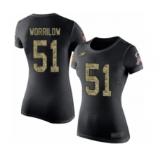 Women's Philadelphia Eagles #51 Paul Worrilow Black Camo Salute to Service T-Shirt