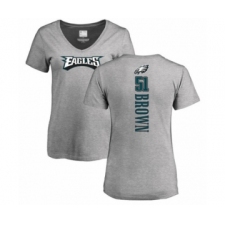Women's Philadelphia Eagles #51 Zach Brown Ash Backer V-Neck T-Shirt