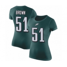 Women's Philadelphia Eagles #51 Zach Brown Green Rush Pride Name & Number T-Shirt