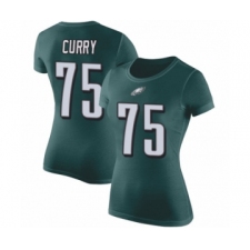 Women's Philadelphia Eagles #75 Vinny Curry Green Rush Pride Name & Number T-Shirt