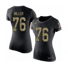 Women's Philadelphia Eagles #76 Shareef Miller Black Camo Salute to Service T-Shirt