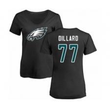 Women's Philadelphia Eagles #77 Andre Dillard Black Name & Number Logo Slim Fit T-Shirt