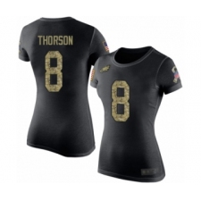 Women's Philadelphia Eagles #8 Clayton Thorson Black Camo Salute to Service T-Shirt
