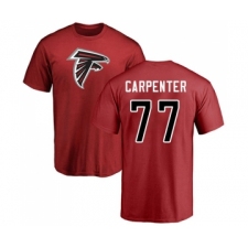 Football Atlanta Falcons #77 James Carpenter Red Name & Number Logo T-Shirt