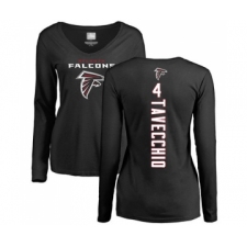 Football Women's Atlanta Falcons #4 Giorgio Tavecchio Black Backer Long Sleeve T-Shirt