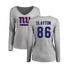 Football Women's New York Giants #86 Darius Slayton Ash Name & Number Logo Long Sleeve T-Shirt