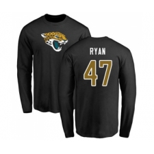 Football Jacksonville Jaguars #47 Jake Ryan Black Name & Number Logo Long Sleeve T-Shir