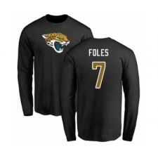 Football Jacksonville Jaguars #7 Nick Foles Black Name & Number Logo Long Sleeve T-Shirt