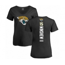 Football Women's Jacksonville Jaguars #15 Gardner Minshew II Black Backer V-Neck T-Shirt