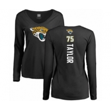Football Women's Jacksonville Jaguars #75 Jawaan Taylor Black Backer Slim Fit Long Sleeve T-Shirt