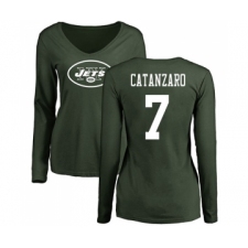 Football Women's New York Jets #7 Chandler Catanzaro Green Name & Number Logo Long Sleeve T-Shirt