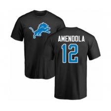 Football Detroit Lions #12 Danny Amendola Black Name & Number Logo T-Shirt