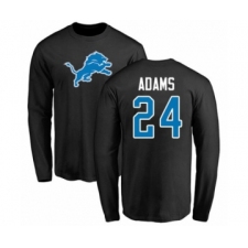 Football Detroit Lions #24 Andrew Adams Black Name & Number Logo Long Sleeve T-Shirt