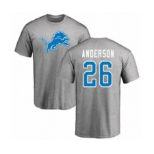 Football Detroit Lions #26 C.J. Anderson Ash Name & Number Logo T-Shirt