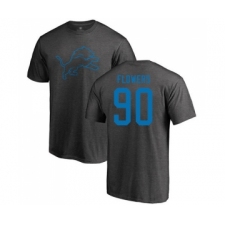 Football Detroit Lions #90 Trey Flowers Ash One Color T-Shirt