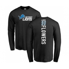 Football Detroit Lions #90 Trey Flowers Black Backer Long Sleeve T-Shirt