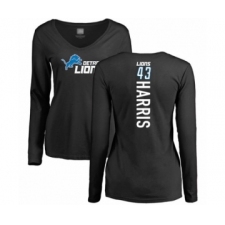 Football Women's Detroit Lions #43 Will Harris Black Backer Long Sleeve T-Shirt